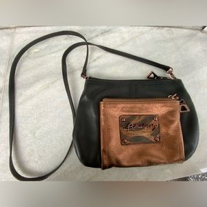 B Makowsky handbag, preowned EUC, black bronze leopard print interior